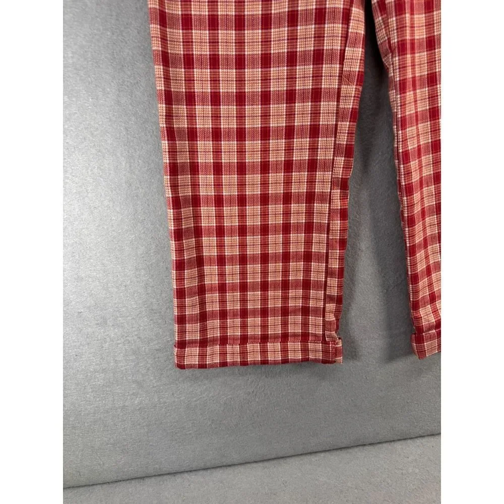 John Galt Brandy Melville Plaid Valentina Pants Women OS Red Orange High‎ Waist